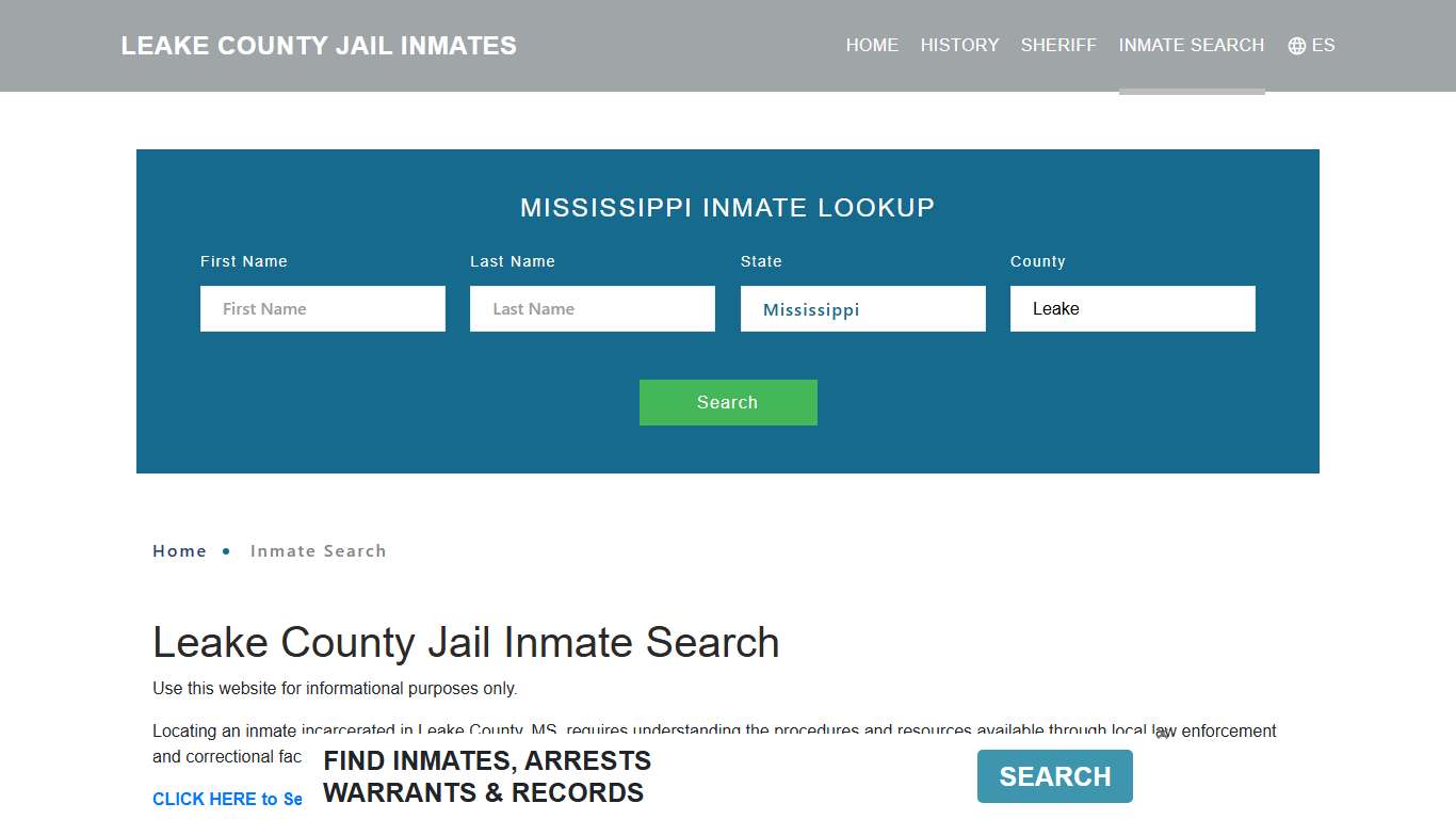 Leake County, MS Detainee Lookup
